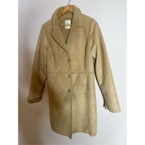 Old navy beige Sherpa lined long trench coat sz L